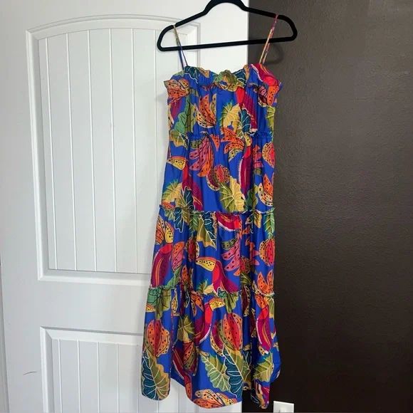Farm Rio Anthropologie Women’s Beaks & Bananas Cotton Midi Dress Size M $198 - Picture 2 of 8